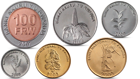 Rwanda 1, 5, 10, 20, 50, 100 FRW 6 Coins Set UNC