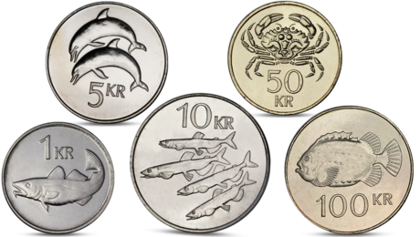 Iceland 5 Coins Set Marine Fauna Dolphin Fish UNC