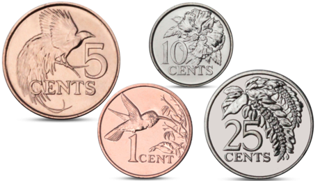 Trinidad and Tobago 4 Coins Set 1, 5, 10, 25 Cents Bird UNC