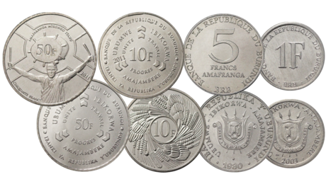 Burundi 4 Coins Set 1, 5, 10, 50 Francs UNC