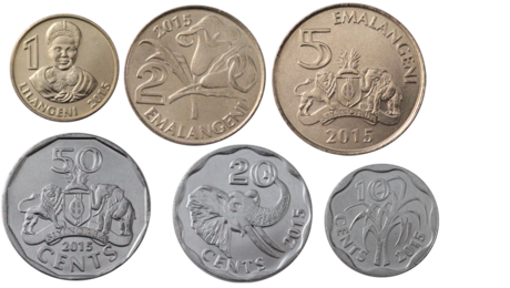 Swaziland 1, 2, 5, 10, 20, 50 Cents 6 Coins Set 2015 UNC