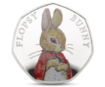UK Great Britain 50 Penny Flopsy Bunny 2018 Silver PROOF