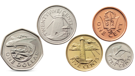 Barbados 5 Coins Set 1 - 5 - 10 - 25 Cents and 1 Dollar 2011 2012 UNC