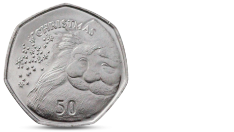 Gibraltar 50 Pence XMAS Santa Claus 2015 UNC