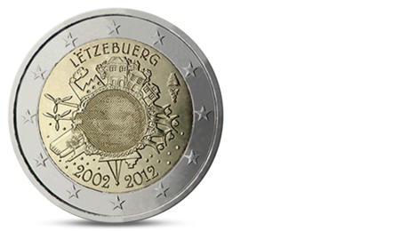 Luxembourg 2 Euro Ten Years of the Euro 2012 UNC