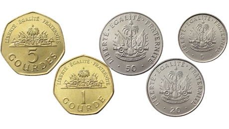 Haiti 5 Coins Set 5, 20, 50 Cents, 1 Gourdes, 5 Gourdes UNC