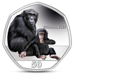 Gibraltar 50 Pence Chimpanzee Coloured 2018