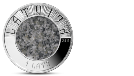 Latvia 1 Lats Stone Granite Coin 2011 PROOF