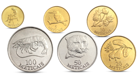 Mozambique 6 Coins Set 1-5-10-20-50-100 Meticais Animals 1994