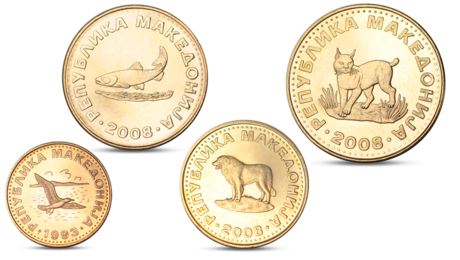 Macedonia 4 coins set Fauna Animals 1993, 2008 UNC