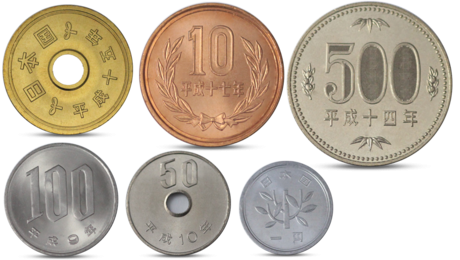 Japan 5 Coins Set 1, 5, 10, 50, 100, 500 YEN UNC