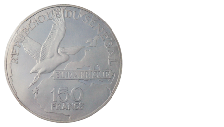 Senegal 150 Francs 25th Year of Eurafrique Bird Pelican 1975 PROOF