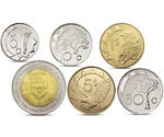 Namibia 6 Coins Set 5 - 50 Cents, 1, 5, 10 Dollars Falcon Bimetal 2010 2015 UNC