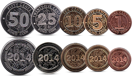 Zimbabwe 5 Coins Set 1 Cent - 50 Cents 2014 UNC