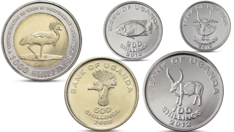 Uganda 50, 100, 200, 500,1000 Shillings 5 Coins Set Animals UNC