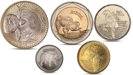 Colombia 5 Coins Set 50, 100, 200, 500, 1000 Pesos Turtle 2012 2013 UNC
