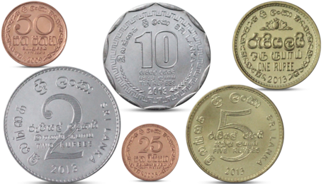 Sri Lanka 25, 50 CENTS 1, 2, 5, 10 Rupees 6 Coins Set 2005 2013 UNC