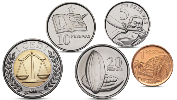 Ghana Currency 5 Coins Set 2007 2012 Unc