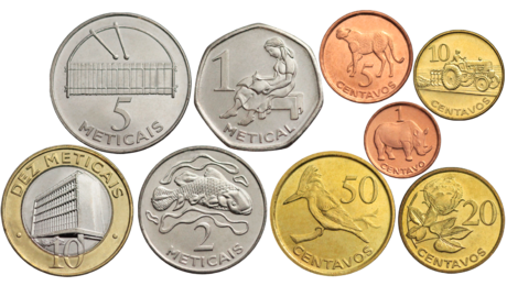 Mozambique 9 Coins Set 1, 5, 10, 20, 50 Centavos 1, 2, 5, 10 Meticais UNC