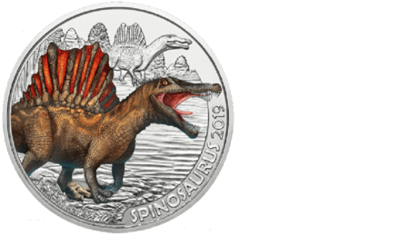 Austria 3 Euro Colourful Creatures Dinosaur Spinosaurus 2019